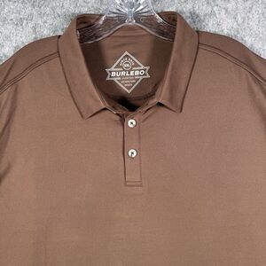 Burlebo Polo Shirt Mens Size 2XL Brown Performance Short Sleeve Flaw On Sleeve